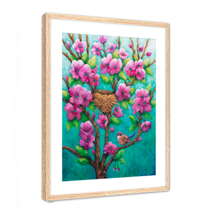 Purple Fairy Wren Fine Art Paper Print, Mat & Frame
