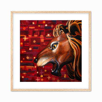 Carousel Lion Fine Art Paper Print, Mat & Frame