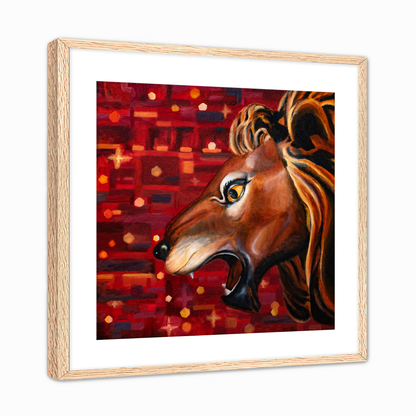 Carousel Lion Fine Art Paper Print, Mat & Frame