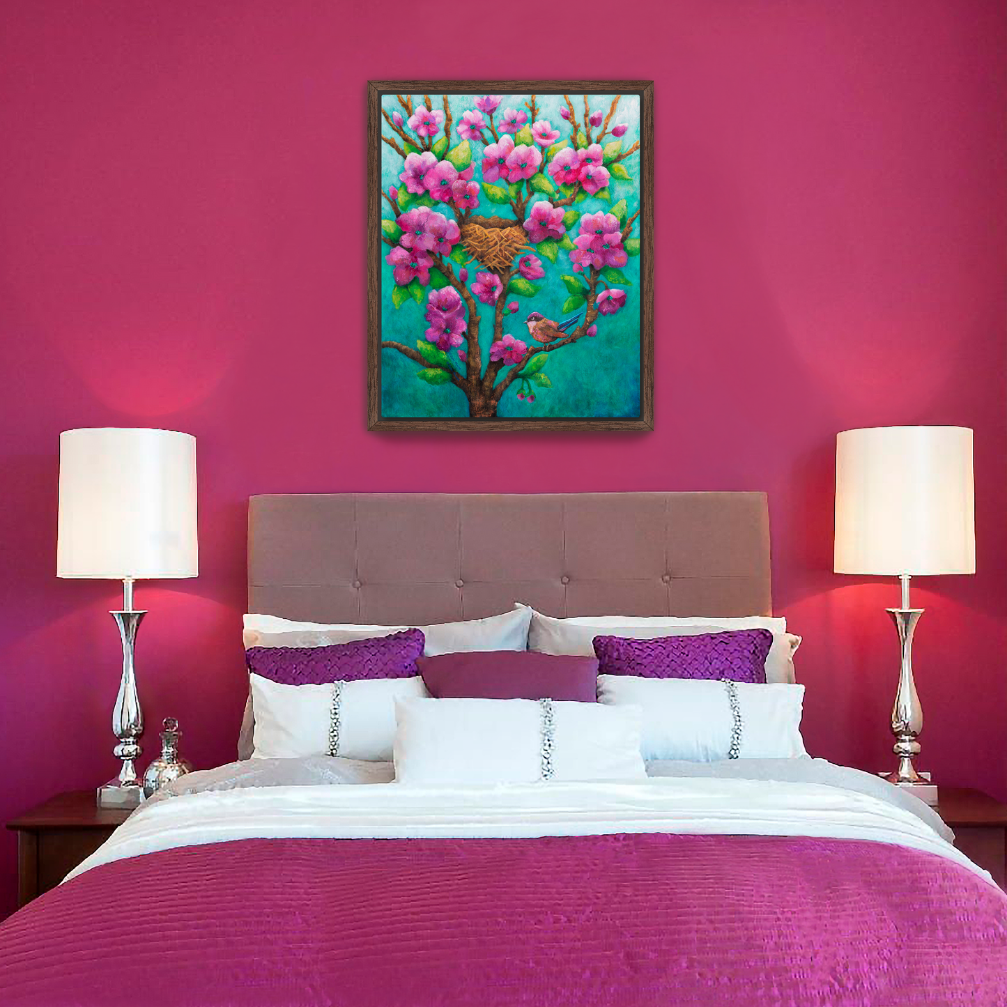 Purple Fairy Wren Canvas Print, Framed