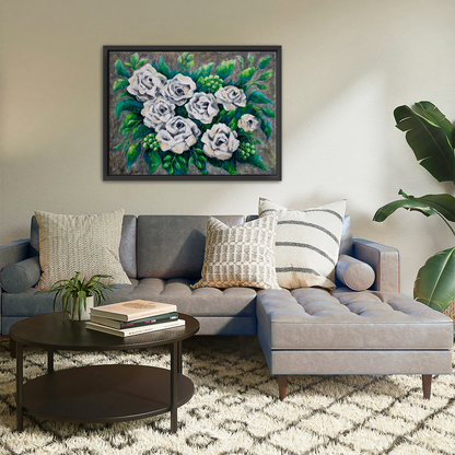 Rose Bouquet Burst Canvas Print, Framed