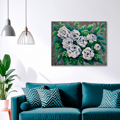 Rose Bouquet Burst Canvas Print