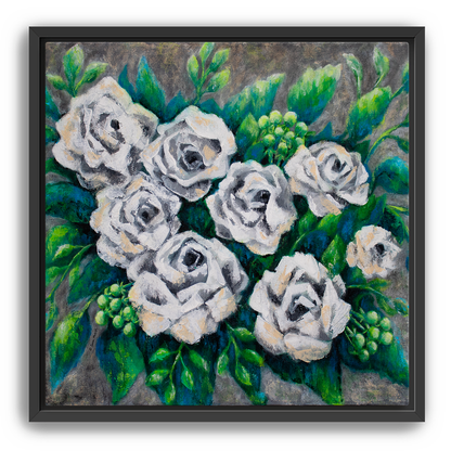 Rose Bouquet Burst Canvas Print, Framed
