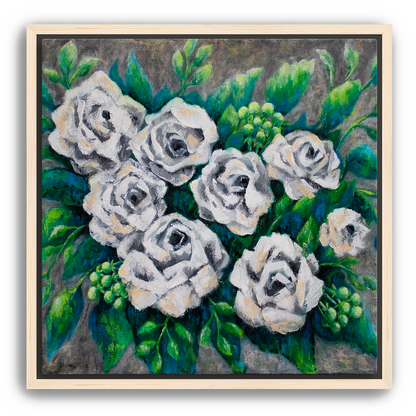 Rose Bouquet Burst Canvas Print, Framed
