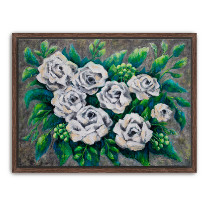 Rose Bouquet Burst Canvas Print, Framed