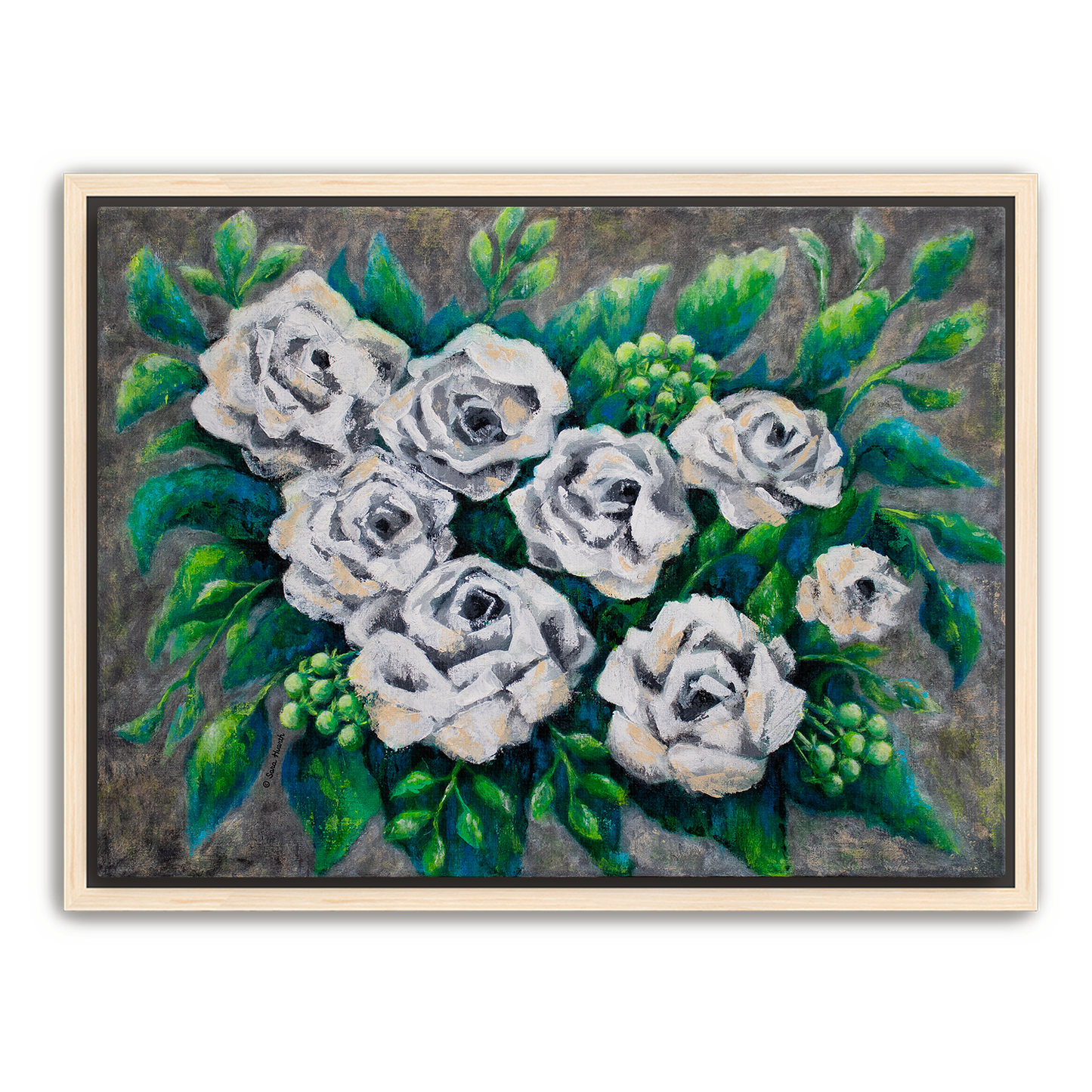 Rose Bouquet Burst Canvas Print, Framed