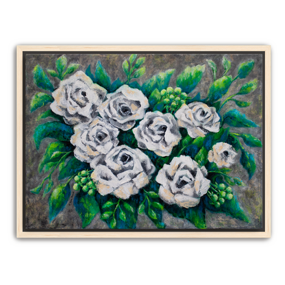 Rose Bouquet Burst Canvas Print, Framed