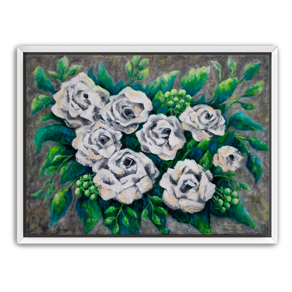 Rose Bouquet Burst Canvas Print, Framed