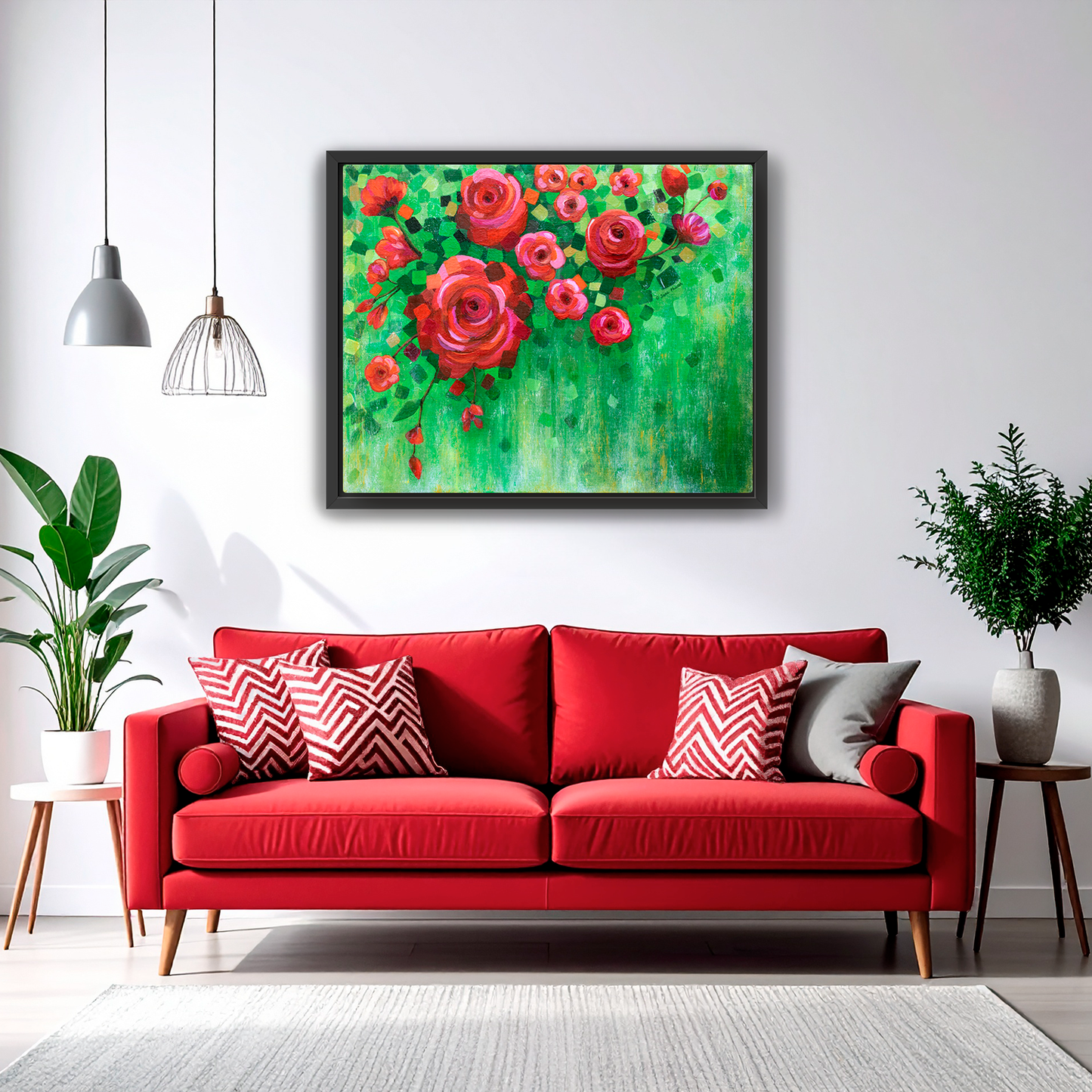 Roses and Confetti Canvas Print, Framed