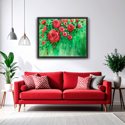 Roses and Confetti Canvas Print, Framed