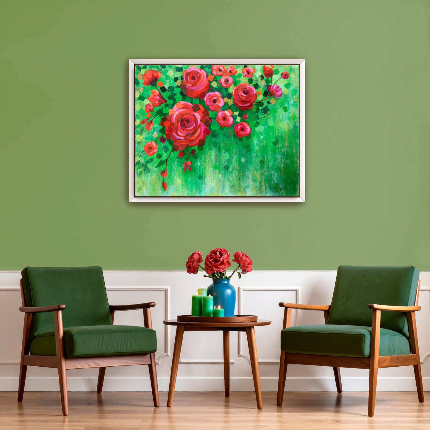 Roses and Confetti Canvas Print, Framed