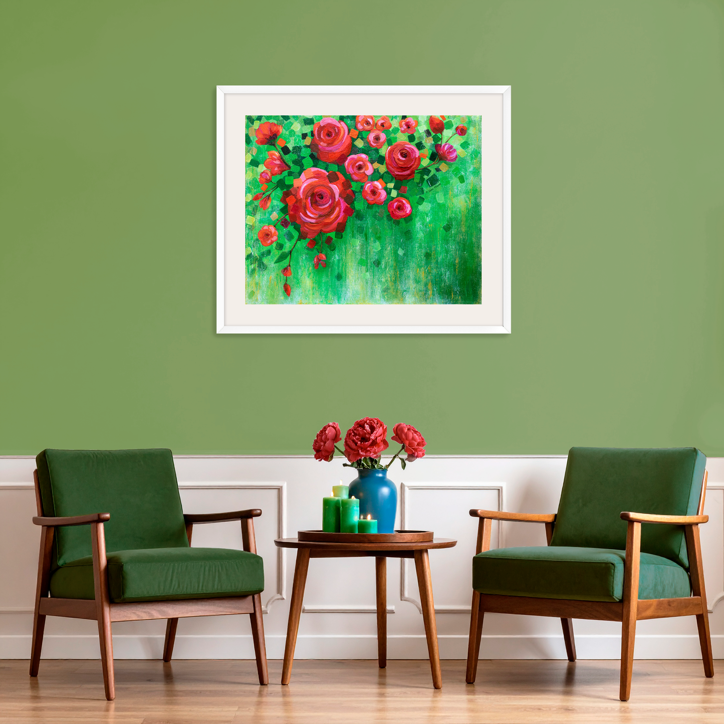Roses and Confetti Fine Art Paper Print, Mat & Frame